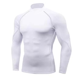 Men's Workout Compression Shirt Quick Dry Running T-shirt Turtleneck Long Sleeve Rash Guard Gym Base Layer Athletic Undershirt