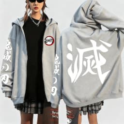 Demon Slayer Anime Zipper Hoodie Jacket Men Women Unisex Streetwear Casual Pullover Sweatshirt Spring Autumn Fashion Y2k Clothes