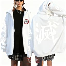 Demon Slayer Anime Zipper Hoodie Jacket Men Women Unisex Streetwear Casual Pullover Sweatshirt Spring Autumn Fashion Y2k Clothes