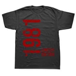 45th Birthday 45 Years Man Woman Retro Vintage 1981 Gift Tee Tops Round Neck Short-Sleeve Fashion Tshirt Casual Basic T-shirts