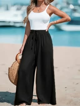 Plus size new comfortable wide leg loose elastic casual fashion pants plus size women's clothing