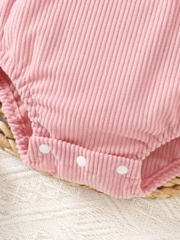 Cute Bunny Romper for Baby Girls, Soft Pink Pom-Pom Nose, Hand-Painted Embroidered Features, Newborn Easter Photo Shoot Outfit