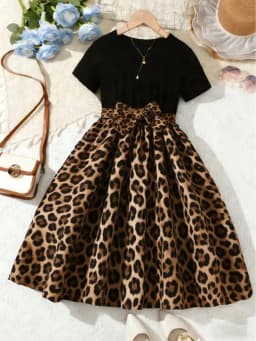 2026 Summer New Collection, Children's and Women's Clothing, Small Flying Sleeve Printed Round Neck Cute Plush Dress