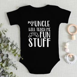 Soft Cotton Newborn Bodysuits My Uncle Will Teach Me The Fun Stuff Print Baby Boy Girls Clothes Gift From Uncle High Quality Top
