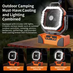 50000mAh Rechargeable Camping Fan with LED Light Remote Control Outdoor Hanging Fan for Tent Fishing Hurricane - 100H Runtime