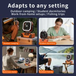 50000mAh Rechargeable Camping Fan with LED Light Remote Control Outdoor Hanging Fan for Tent Fishing Hurricane - 100H Runtime