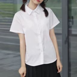 Casual Classic White Shirt Preppy Style Simple Loose Fit Shirt Basic Short Sleeve Blouse Graduation Season