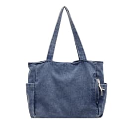 New Washed Denim Casual Women Shoulder Bag Large Capacity Daily Versatile Shopping Bag Solid Color Simple Ladies Handbags