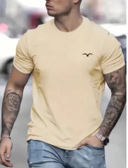 Men's 100% Cotton Summer Loose and Comfortable Bird Graphic Printed Slim Fit Casual Sports Round Neck Short Sleeved T-Shirt Top