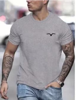 Men's 100% Cotton Summer Loose and Comfortable Bird Graphic Printed Slim Fit Casual Sports Round Neck Short Sleeved T-Shirt Top