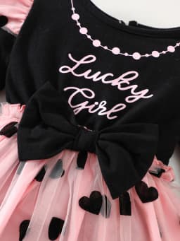Black and Gold Polka Dot Mesh Puff Sleeve Square Neck Romper Dress + Bow Headband Daddy’S Princess Gold Foil Print Baby Girl Birthday Party Dress Set