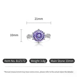Romantic Elegant 925 Sterling Silver Violet Nest Cut High Carbon Diamond Ladies Ring Jewelry