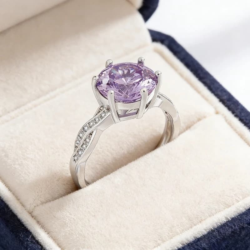 Romantic Elegant 925 Sterling Silver Violet Nest Cut High Carbon Diamond Ladies Ring Jewelry