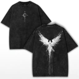 y2k Oversized Gothic Angel Wings T-Shirt: Washed Heavy Cotton, Vintage Streetwear Graphic New Spring/Summer Arrivals