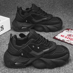Men's Thick-soled Height-increasing Casual Sports Shoes, Low-top Lace-up Style, Wear-resistant Sole, Comfortable and Anti-slip,