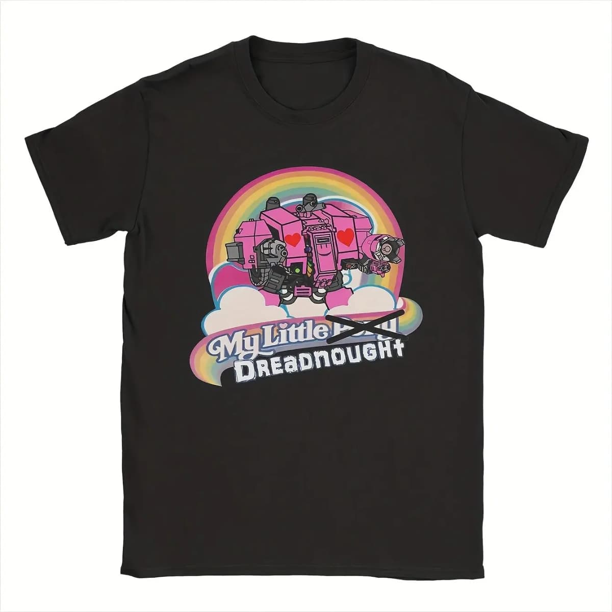 0k Fearless Mech T-Shirt Black with Pink 40k Logo Mech Design Gaming Apparel for 40k Fans Clothing Short Sleeve Men Women