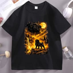 Funny Moon Pug Howling T Shirt Men Women Dog Lover T-Shirt Casual Soft Fitness Summer Short Sleeve Tshirt Comfortable Clothes