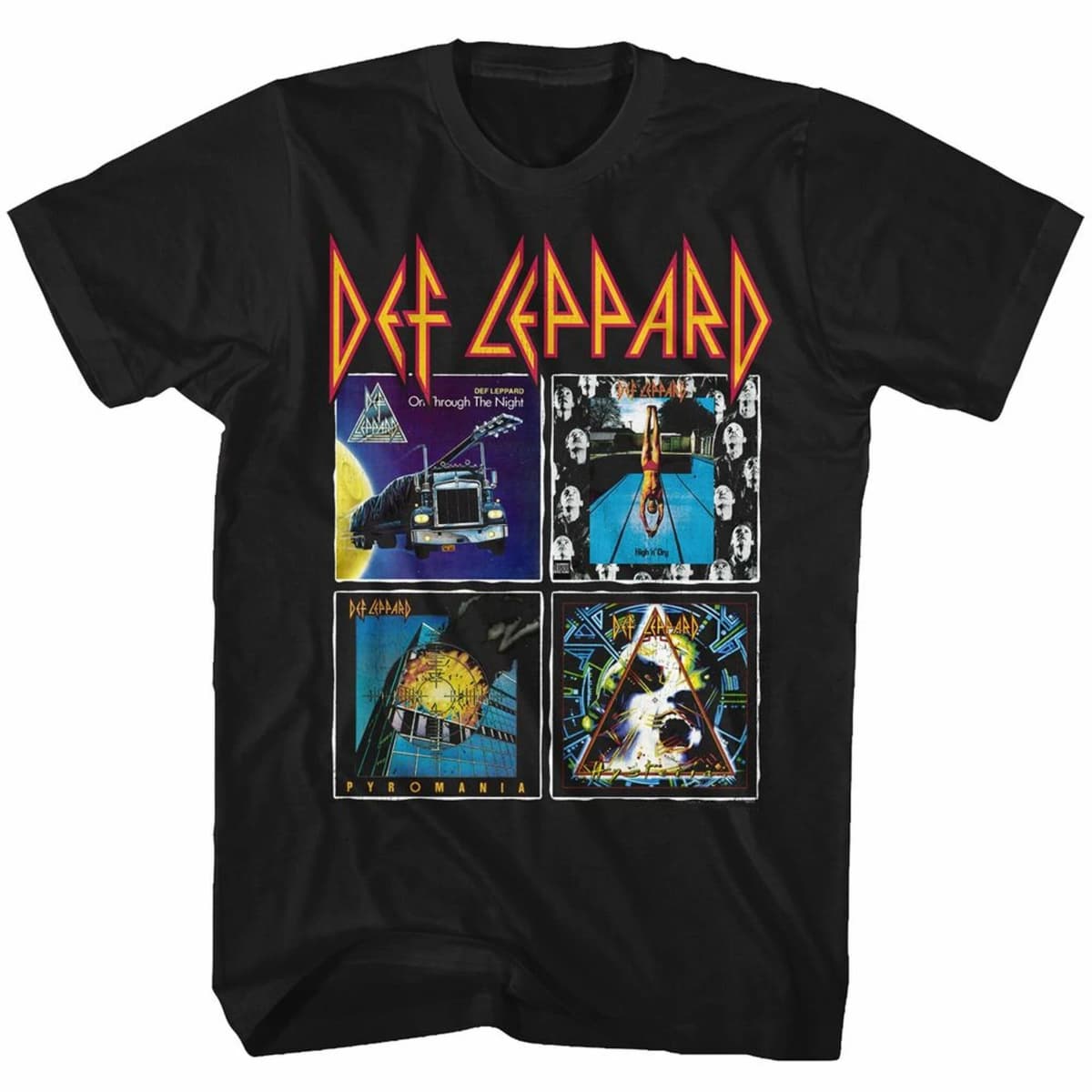 Def Leppard 80's Albums Black Adult T-Shirt Summer Men's and Women's Loose and Breathable T-shirt Top