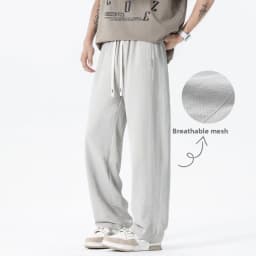 Mesh Men Pants Summer Solid Color Breathable Quick-dry Sports Running Fitness Casual Fashion Men Thin Pants