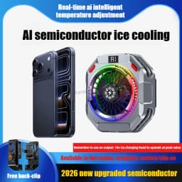 TH28 Semiconductor Phone Cooler 15V/2A High Powerful Cooling Radiator Multi Gears Adjustable Temperature Control with RGB Lights