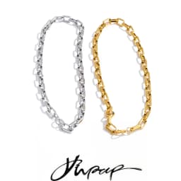 Yhpup Stainless Steel Basic Chain Statement Necklace Waterproof High Quality Polished PVD Plated Trendy Casual Fashion Jewelry