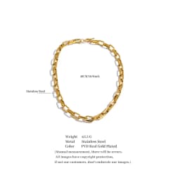 Yhpup Stainless Steel Basic Chain Statement Necklace Waterproof High Quality Polished PVD Plated Trendy Casual Fashion Jewelry
