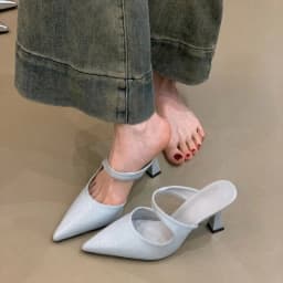 Women's Slippers and Ladies Sandals Leather Sexy Slides Black Shoes Pointed Toe Mules Korea Style Chic Elegant on Sale