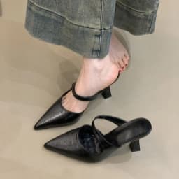 Women's Slippers and Ladies Sandals Leather Sexy Slides Black Shoes Pointed Toe Mules Korea Style Chic Elegant on Sale
