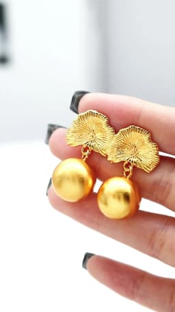 YTJX Gold Color Round Ball Drop Earrings Hight Quality 18K Gold Plated Piercing Earring For Women Elegant Party Jewelry Gifts