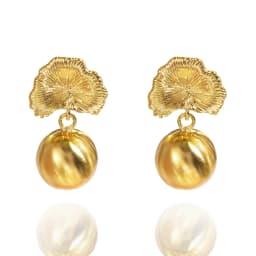 YTJX Gold Color Round Ball Drop Earrings Hight Quality 18K Gold Plated Piercing Earring For Women Elegant Party Jewelry Gifts