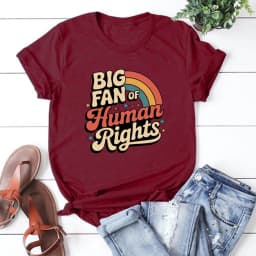 Big Fan of Human Rights T Shirt Retro Rainbow Tshirt Unisex Short Sleeve T Shirts Radicalized By Basic Decency Tee Streetwear