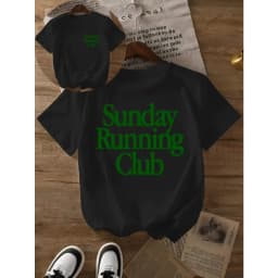 Sunday Running Club Print Summer T-Shirt Pure Breathable Tee Sporty & Casual Top Jogging Daily Wear Women Casual Tee Personality