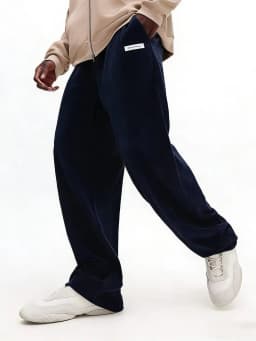 Autumn Mens Corduroy Casual Pants Fashion Loose Fit Pants Straight Sweatpants Elastic Waist Drawstring Outdoor Streetwear