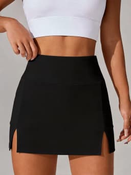 Women's Side Split Yoga Skirts Sexy Slim Fit Athletic Training Skirt Wide Waistband Smooth Texture Non See Through Fitness Skirt