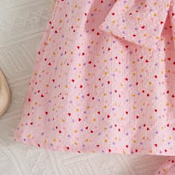 2pc/Set Baby SetS Summer Cotton Bow Top And Shorts Baby Clothing Adorable All-Over Heart Print Girl's Beach Set