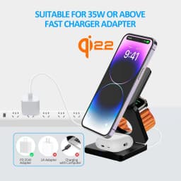 3-in-1 Magnetic 25W Foldable Qi2 Wireless Charging Stand For iPhone 17 16 15 14 13 12/Apple Watch/AirPod