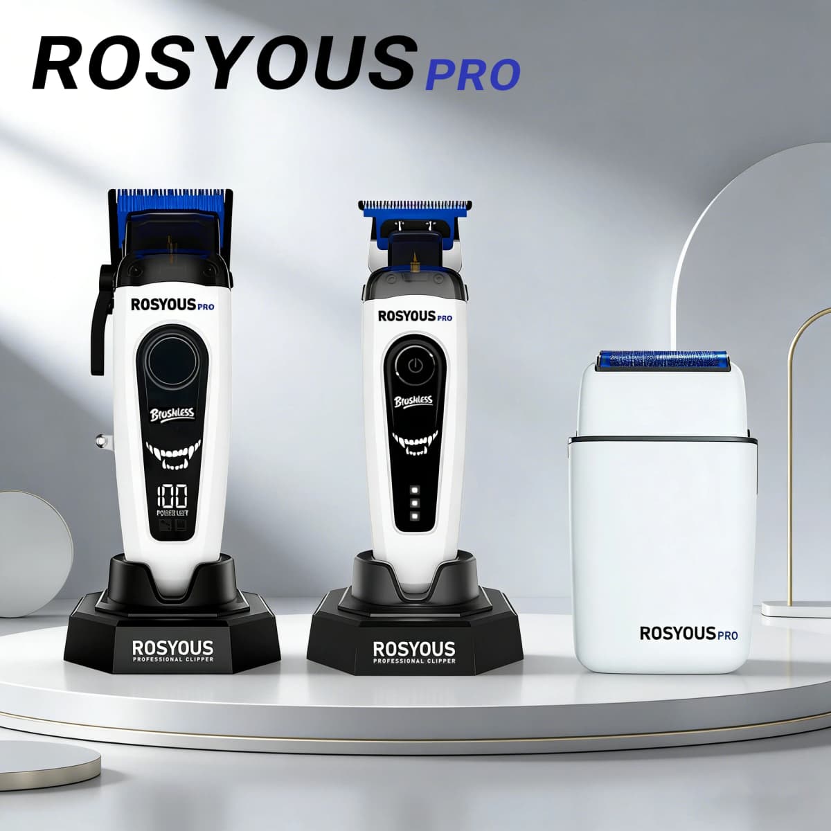ROSYOUS Mens Haircut Kit Professional Clipper with DLC Blade Brushless Motor Base Charger Barber Machine RSPRO106 RSPRO202 RS620