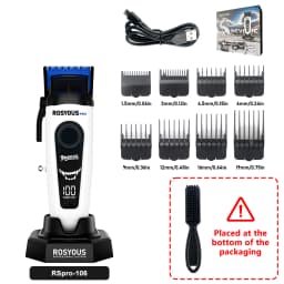 ROSYOUS Mens Haircut Kit Professional Clipper with DLC Blade Brushless Motor Base Charger Barber Machine RSPRO106 RSPRO202 RS620
