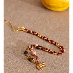Yhpup High Quality Handmade Jewelry Natural Stone Beads Chain Elephant Pendant Necklace Stainless Steel Waterproof Accessories