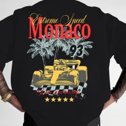 Printed Design Not Textured Men's Vintage Racing Pattern Print T-Shirt Monaco 236.22 Cm" Design Clothing Graphic Short Sleeve