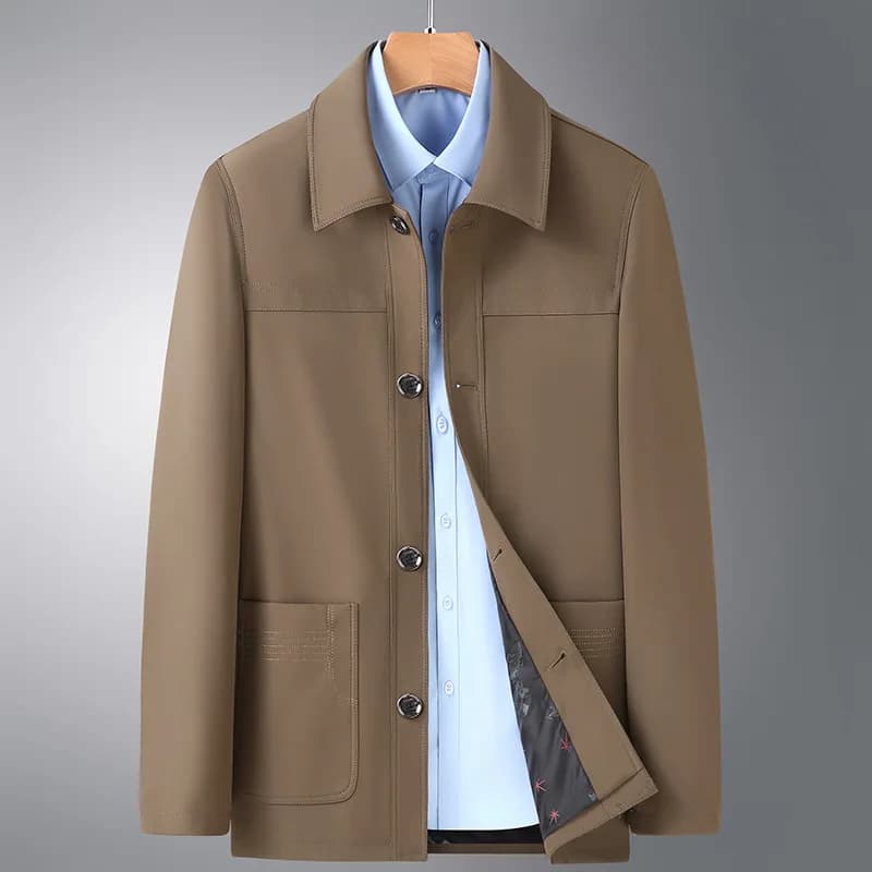 Spring/Autumn Loose-fitting Men's Casual Jacket Large-size Pure Color Fabric Fashionable Lapel Minimalist Style Jacket