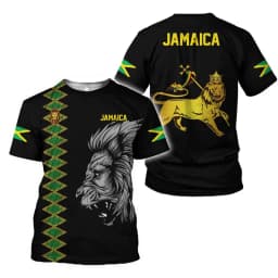 Jamaica Lion Of Judah T-Shirt Men Women Reggae Rasta Flag Graphic Tee Football jersey, outdoor sports, street casual fashion
