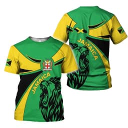 Jamaica Lion Of Judah T-Shirt Men Women Reggae Rasta Flag Graphic Tee Football jersey, outdoor sports, street casual fashion