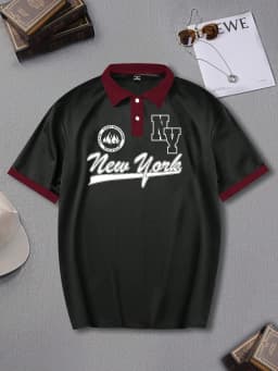 2026 Summer New Style Men's Polo Shirt with Letter Print Breathable Lightweight Casual and Fashionable Men's Clothing