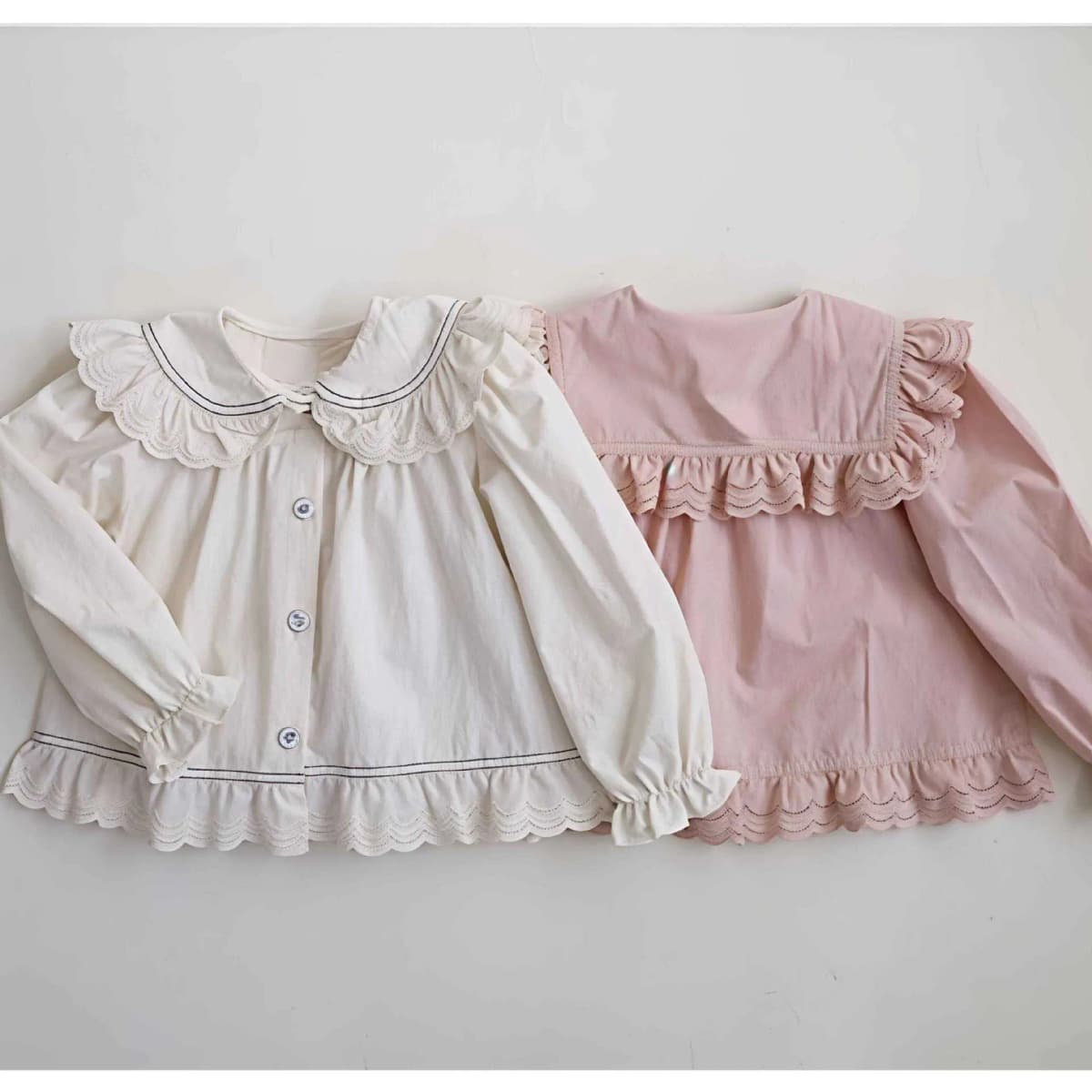 WT2802 Sweet Princess Shirt for Girls New Arrival Baby Clothing Spring Season Children's Puff Sleeve Doll Collar Top