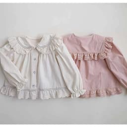 WT2802 Sweet Princess Shirt for Girls New Arrival Baby Clothing Spring Season Children's Puff Sleeve Doll Collar Top