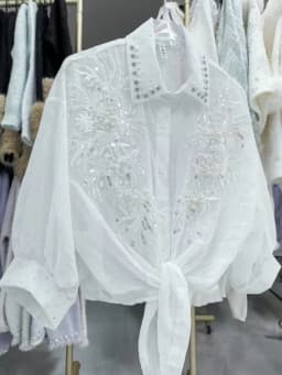 Luxury Diamonds Sequined Sunscreen Blouses Shirts Women 2026 Spring Summer Half Sleeve Shirts Fashion Tops Camisas De Mujer