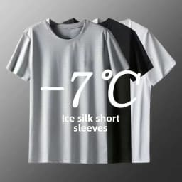 [S-8XL] Summer Ice Silk Short Sleeve T-Shirt Men's Quick Dry Ultra Thin Loose Mesh Clothing