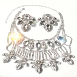 Luxurious and Exaggerated Rhinestone Necklace and Earring Set, Fashionable Evening Gown Accessories