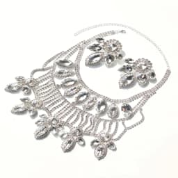 Luxurious and Exaggerated Rhinestone Necklace and Earring Set, Fashionable Evening Gown Accessories